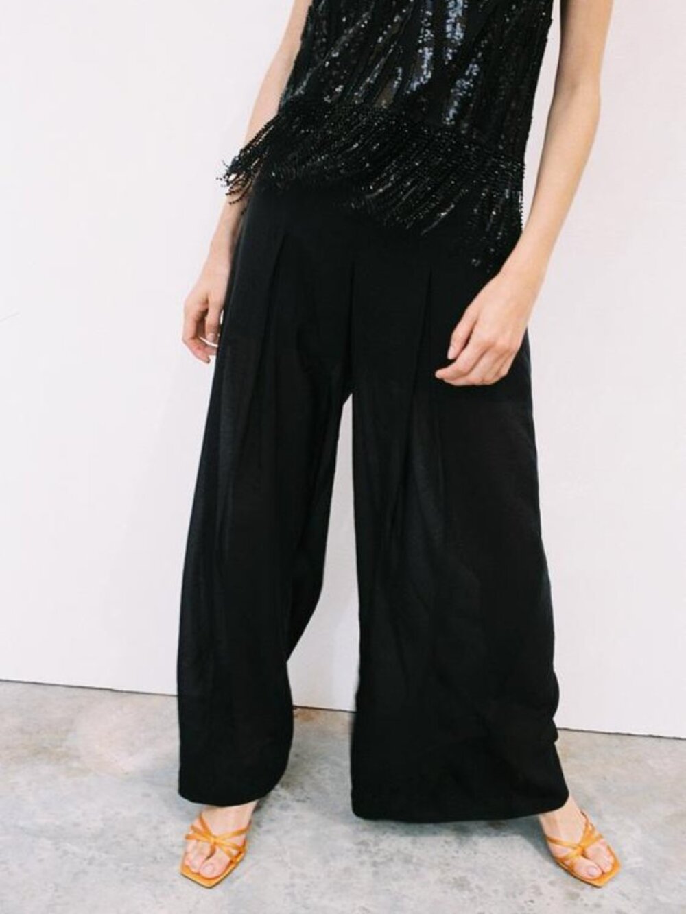 ZARA SEMI-SHEER WIDE LEG PANTS - Picture 3 of 8